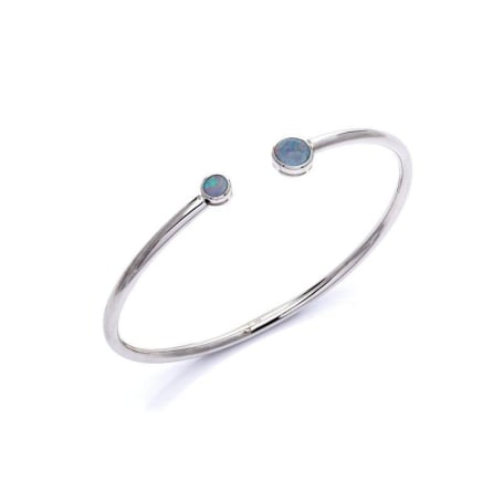 Bracciale con doppietto rotondo opale blu proveniente dall'Australia, in argento 925 rodiato