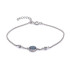 Bracciale con opale blu doppietto tondo, in argento 925 rodiato, lunghezza 17+3 cm