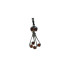 Octopus hanger met ronde cognac amber, in 925 gerhodineerd zilver, hoogte 3+1 cm