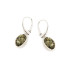 Boucles d'oreilles pendantes avec ambre vert ovale, en argent rhodié 925