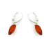 Boucles d'oreilles pendantes avec ambre cognac navette, en argent rhodié 925