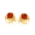 Stud earrings with natural cognac amber from the Baltic Sea round, gold plated silver