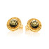 Pendientes de sol con ámbar verde natural redondo, en plata dorado 925