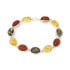 Bracciale con ambra tonda multicolore, in argento 925 rodiato, lunghezza 19 cm