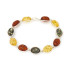 Pulsera con ámbar redondo multicolor, en plata 925 rodiada, longitud 19 cm
