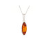 Ciondolo con navetta ambra cognac, in argento 925 rodiato, altezza 1,6+0,8 cm