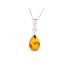 꼬냑 앰버 드롭 펜던트, 925 로듐 도금 실버 소재, 높이 1+08cm