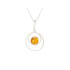 Pendant with round cognac amber, in 925 rhodium silver, height 2+0.8 cm
