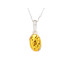 Pendant with oval cognac amber, in 925 rhodium silver, height 1.2+0.8 cm