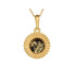 Pendentif soleil avec ambre vert naturel rond, en argent doré 925