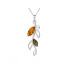Branch pendant with natural oval multi-colored amber, in 925 rhodium silver