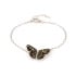 Bracciale farfalla con ambra multicolore, in argento 925 rodiato, lunghezza 16+3 cm