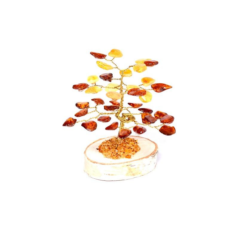 Árbol de la felicidad de 10 cm en ámbar y madera de abedul.