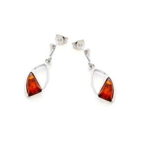 Boucles d'oreilles avec ambre cognac naturel de la mer Baltique, en argent 925