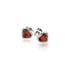 Clous d'oreilles coeur avec ambre cognac naturel, en argent rhodié 925