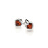 Pendientes de corazón con ámbar coñac natural, en plata 925 rodiada
