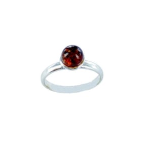 Bague avec ambre cognac naturel de la mer Baltique, en argent rhodié 925