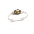 Baltık Denizi ovalinden doğal yeşil kehribarlı, 925 rodyum kaplama gümüşten yapılmış yüzük