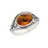 Anillo con ámbar coñac natural del Mar Báltico, fabricado en plata envejecida 925.