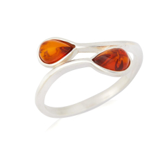 Ring with cognac amber from...