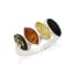 Anello con ambra naturale multicolore del Mar Baltico, realizzato in argento 925 rodiato