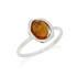 Anello con ambra cognac naturale del Mar Baltico, realizzato in argento 925 rodiato