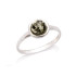 Bague avec ambre vert naturel de la mer Baltique rond, en argent rhodié 925