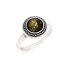 Ring with natural round green amber from the Baltic Sea, in 925 antique silver