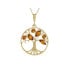 Pendente Árvore da Vida com âmbar conhaque, em prata dourado 925, diâmetro 2,5+1 cm
