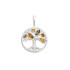Ciondolo albero della vita con ambra multicolore, argento 925 rodiato, 2,5+1 cm