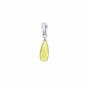 Colgante con gota de ámbar miel, en plata 925 rodiada, altura 1,5+0,8 cm