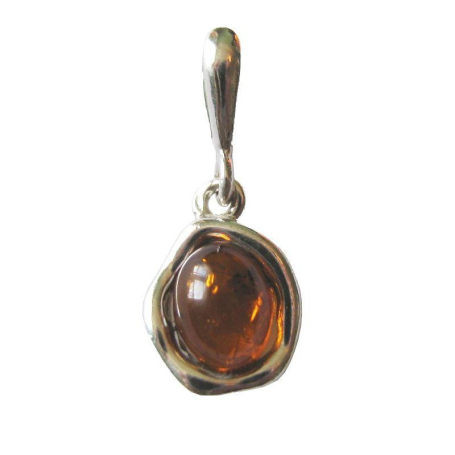 Oval konyak kehribarlı Kolye ucu, 925 gümüş, yükseklik 1+1,2 cm
