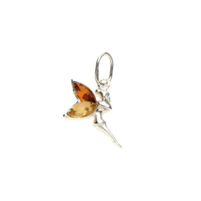 멀티 컬러 앰버의 요정 펜던트, 925 로듐 도금 실버, 높이 1.5+1 cm