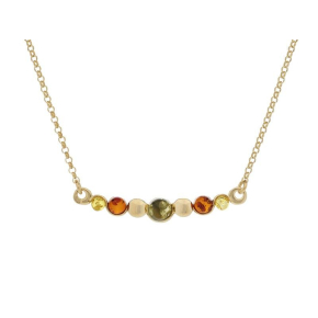 Collana con ambra multicolore, in argento dorato 925, lunghezza 42+4 cm