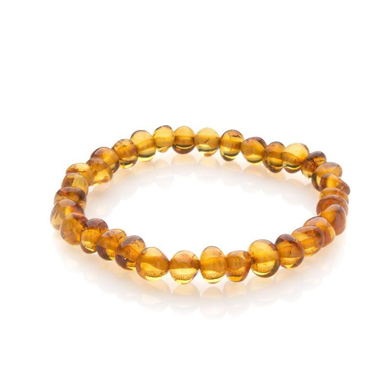 Children's bracelet with natural cognac amber from the Baltic Sea, length 12-13 cm