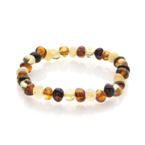 Bracelet enfant avec ambre multicolore, longueur 12-13 cm