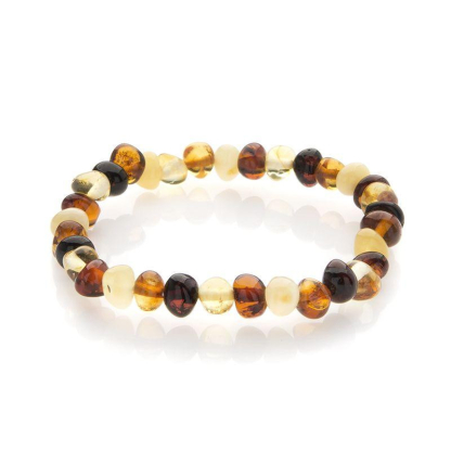 Children's bracelet with multi-colored amber, length 12-13 cm