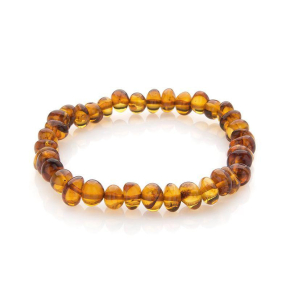 Bracelet avec ambre cognac naturel de la mer Baltique, longueur 18-19 cm