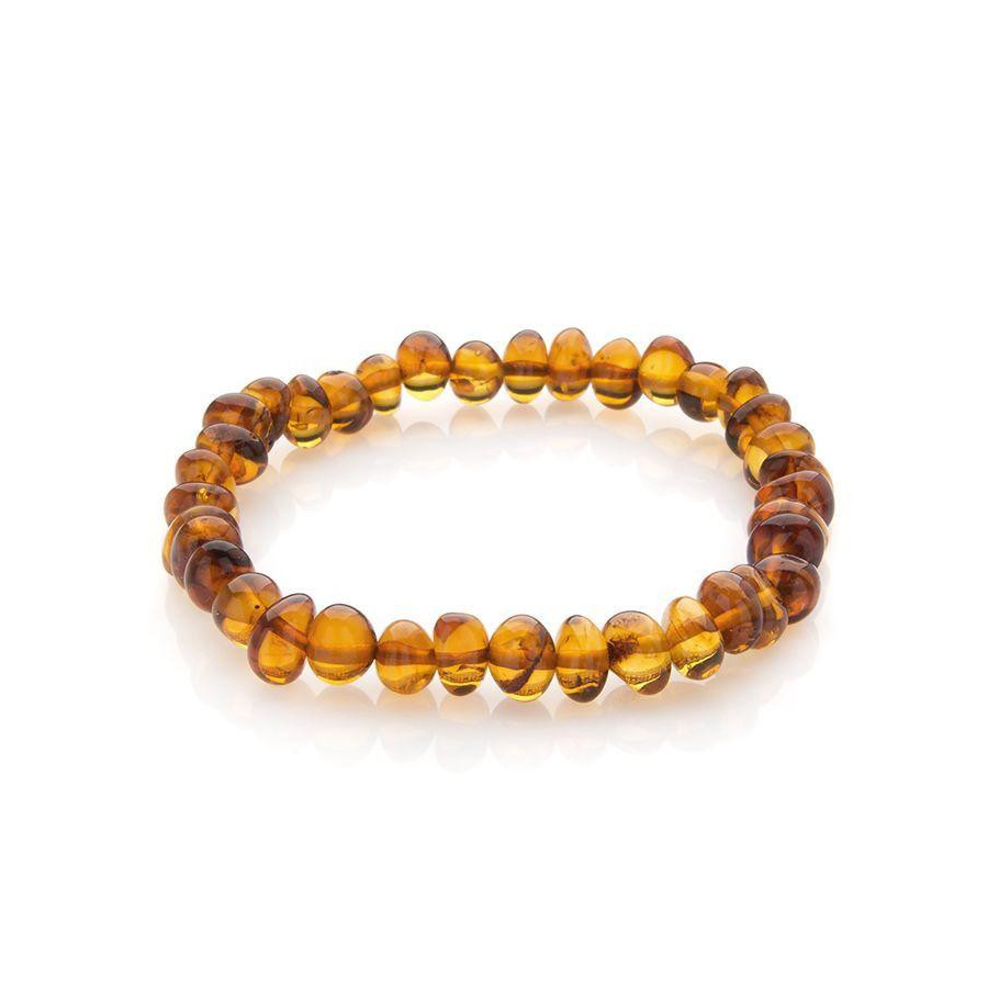 Bracelet Or 18 Carats Et Ambre Baltique - Occasion, Bijou Ancien, Or Jaune