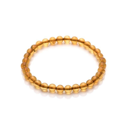 Pulsera con bola de ámbar coñac natural del mar Báltico, longitud 18-19 cm