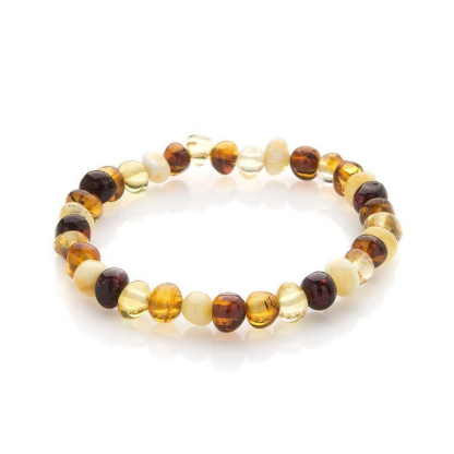 발트해산 천연 다색 호박으로 만든 팔찌, 길이 17-18cm