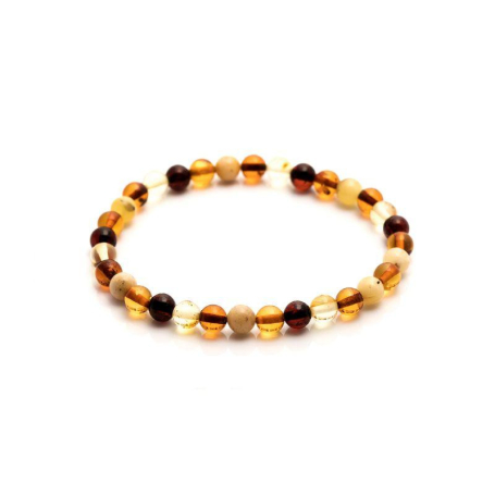 Bracelet with multi-colored amber ball, length 18-19 cm