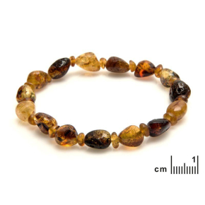 Bracelet avec ambre multicolore naturel de la mer Baltique, longueur 19 cm