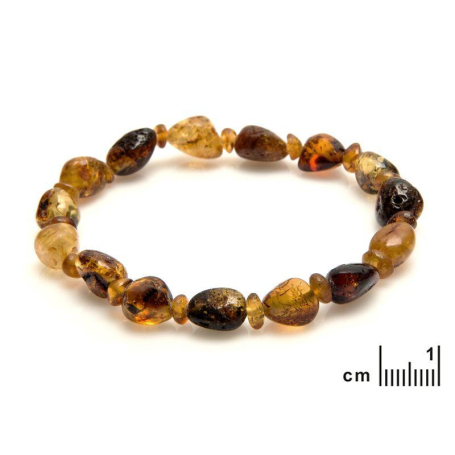 Bracelet with natural multi-colored amber from the Baltic Sea, length 19 cm