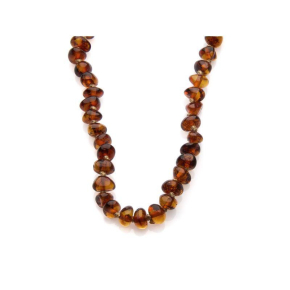 Collier bébé avec ambre cognac, fermoir clip, longueur 32 - 33 cm
