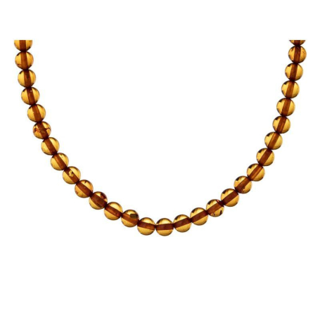 Collier avec ambre cognac naturel de la mer Baltique boule, longueur 45 cm