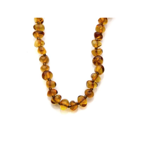 Necklace with natural cognac amber from the Baltic Sea, length 50 cm