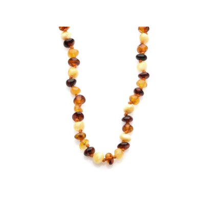 Collier avec ambre multicolore naturel de la mer Baltique, longueur 60 cm