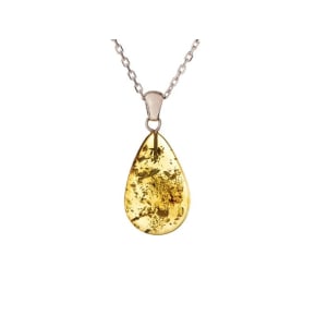 Hanger met cognac amber druppel, in 925 zilver, hoogte 2 tot 2,3 + 0,7 cm