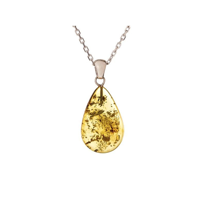 Anhänger mit Bernstein-Cognac-Tropfen, aus 925er Silber, Höhe 2 bis 2,3 + 0,7 cm